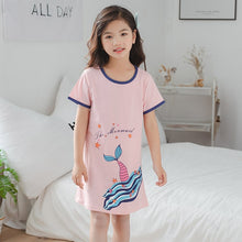 Load image into Gallery viewer, Girls Princess Night Gown Cotton Nighty Summer Short Unicorn Nightgown Kids Fashion Nightdress Cartoon Child Baby Sleeping Dress
