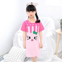 Load image into Gallery viewer, Girls Princess Night Gown Cotton Nighty Summer Short Unicorn Nightgown Kids Fashion Nightdress Cartoon Child Baby Sleeping Dress
