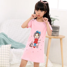 Load image into Gallery viewer, Girls Princess Night Gown Cotton Nighty Summer Short Unicorn Nightgown Kids Fashion Nightdress Cartoon Child Baby Sleeping Dress
