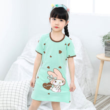Load image into Gallery viewer, Kids Girls 100% Cotton Nightgowns Cartoon Nightdress Girl Sleepwear Sleepshirt Summer Short Sleeves Nightwear Children Clothes