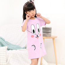 Load image into Gallery viewer, Kids Girls 100% Cotton Nightgowns Cartoon Nightdress Girl Sleepwear Sleepshirt Summer Short Sleeves Nightwear Children Clothes