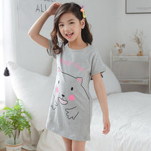 Load image into Gallery viewer, Kids Girls 100% Cotton Nightgowns Cartoon Nightdress Girl Sleepwear Sleepshirt Summer Short Sleeves Nightwear Children Clothes