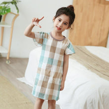 Load image into Gallery viewer, Kids Girls 100% Cotton Nightgowns Cartoon Nightdress Girl Sleepwear Sleepshirt Summer Short Sleeves Nightwear Children Clothes