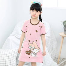 Load image into Gallery viewer, Kids Girls 100% Cotton Nightgowns Cartoon Nightdress Girl Sleepwear Sleepshirt Summer Short Sleeves Nightwear Children Clothes