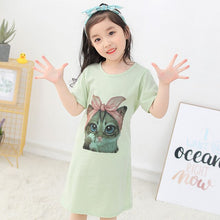 Load image into Gallery viewer, Kids Girls 100% Cotton Nightgowns Cartoon Nightdress Girl Sleepwear Sleepshirt Summer Short Sleeves Nightwear Children Clothes