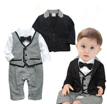 Load image into Gallery viewer, New baby boy clothes gentleman baby clothing set shirt with tie+ coat+pant newborn baby clothes