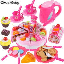 Load image into Gallery viewer, Newest DIY Pretend Play Fruit Cutting Birthday Cake Kitchen Food Toys Cocina De Juguete Toy Pink Blue Girls Gift for Children